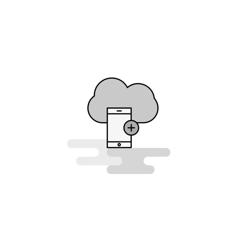 nuage avec téléphone intelligent icône web ligne plate remplie vecteur d'icône grise