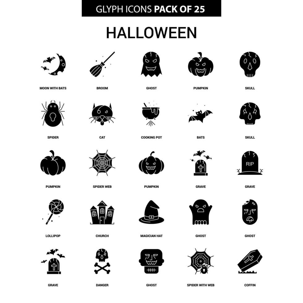 jeu d'icônes vectorielles glyphe halloween vecteur