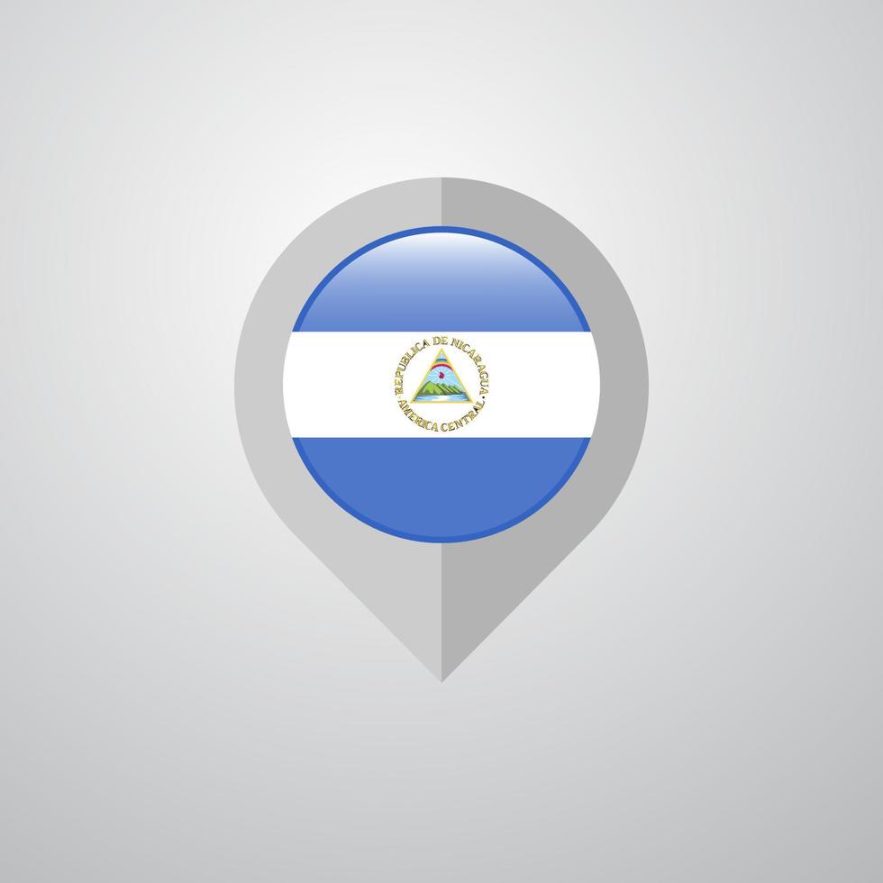 pointeur de navigation de carte avec le vecteur de conception du drapeau nicaragua