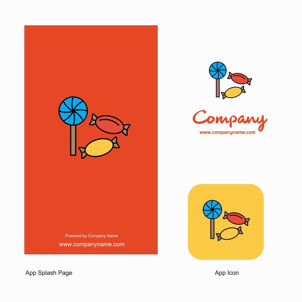 icône de l'application du logo de la société de bonbons et conception de la page de démarrage éléments de conception de l'application commerciale créative vecteur