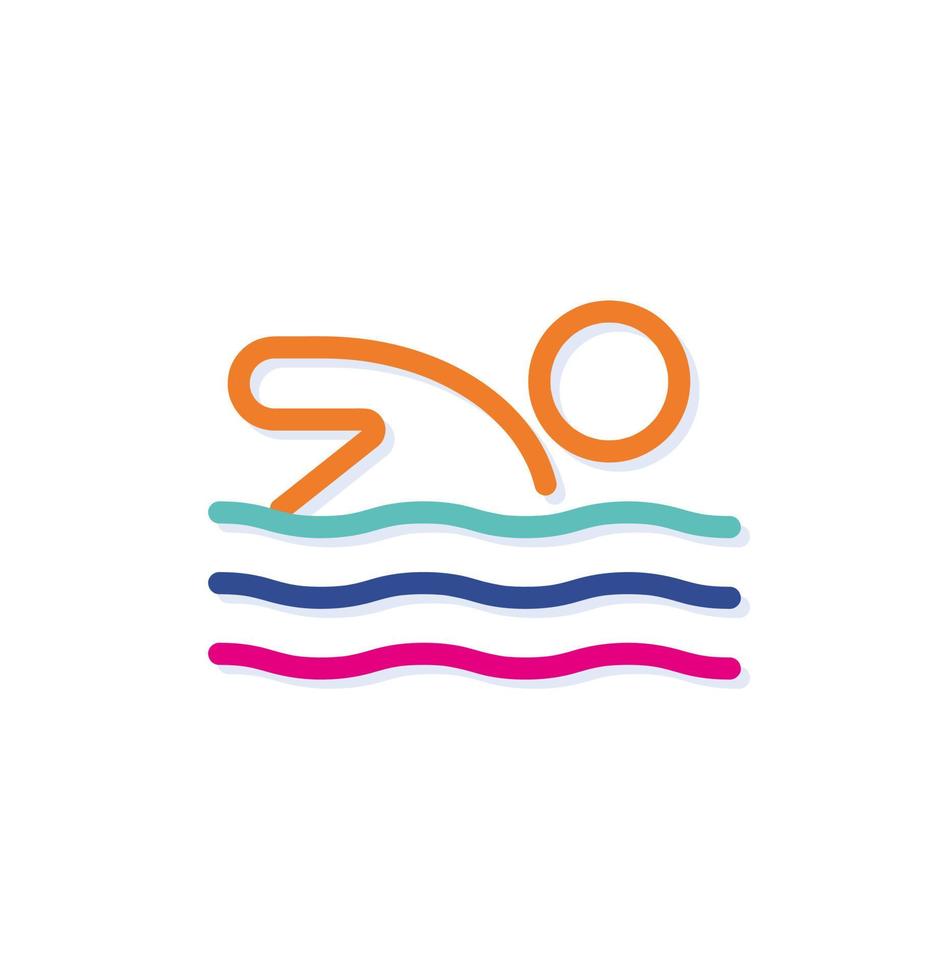 icône abstraite du logo de l'homme flottant de la mer colorée. vague d'eau. des lignes modernes aux nouvelles couleurs pop art. ensemble de modèles de style épuré en gras. vecteur