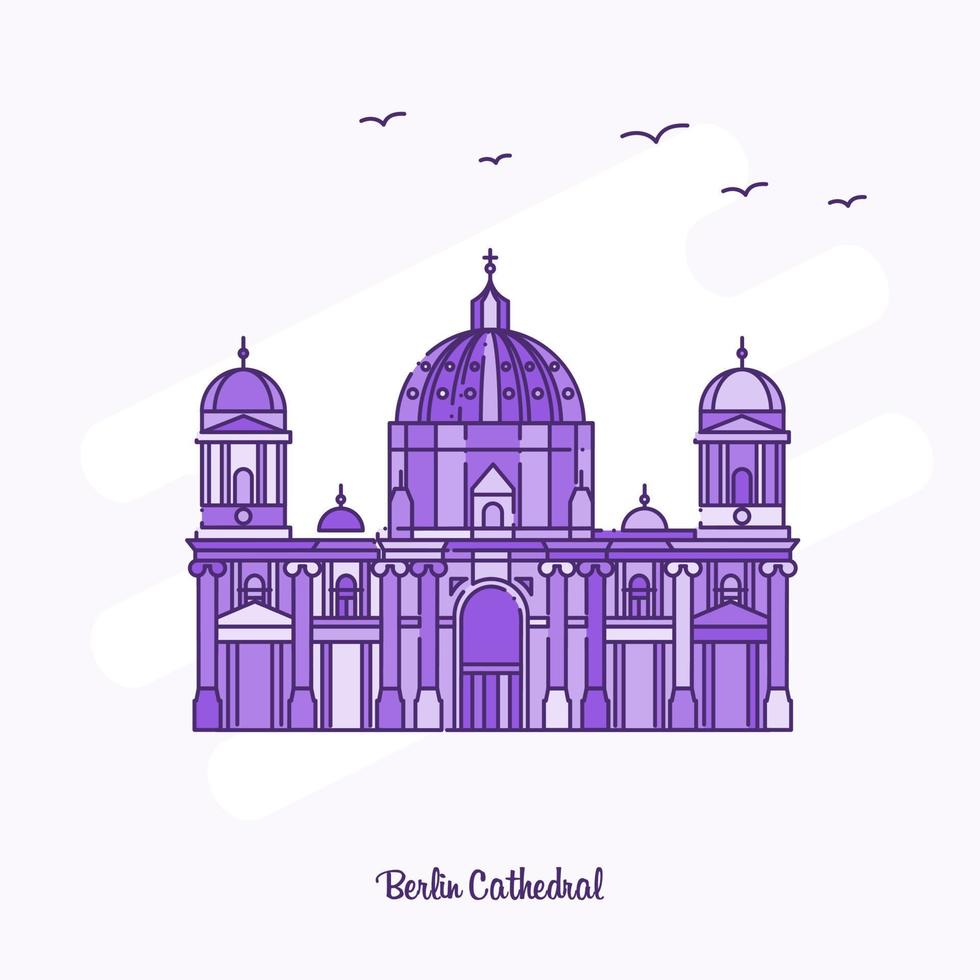 La cathédrale de berlin vue illustration vectorielle ligne pointillée violette vecteur