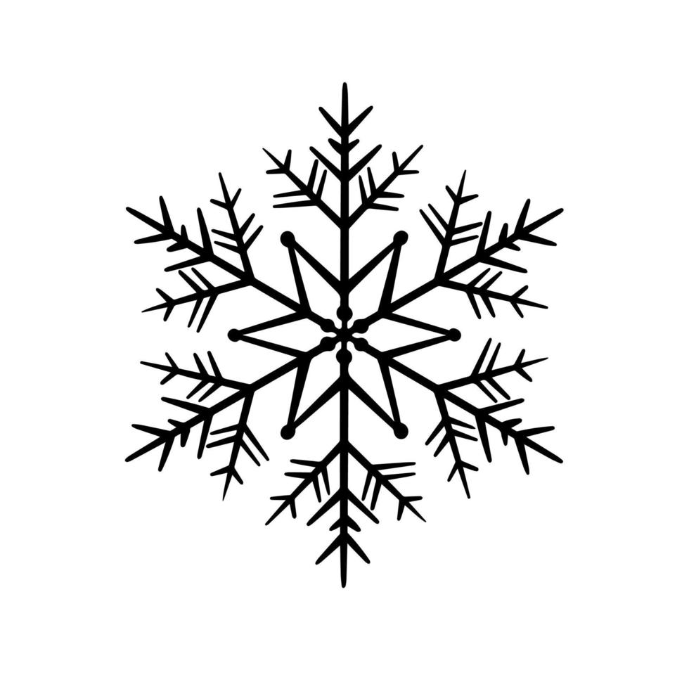 Doodle illustration vectorielle de flocon de neige. nouvel an et élément de décor de vacances d'hiver de noël. vecteur