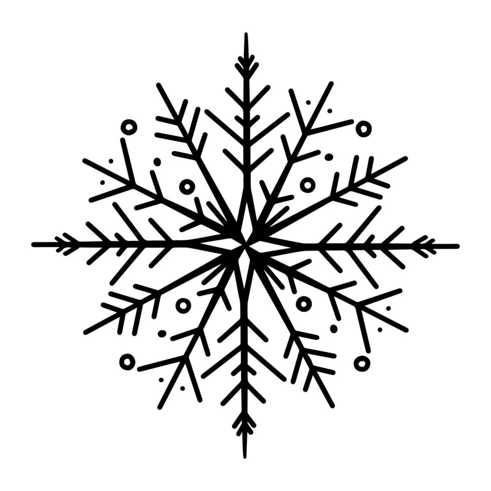 illustration vectorielle de flocon de neige noir et blanc doodle pour la décoration de fenêtre de vacances d'hiver. autocollants et conception de décalcomanies. vecteur