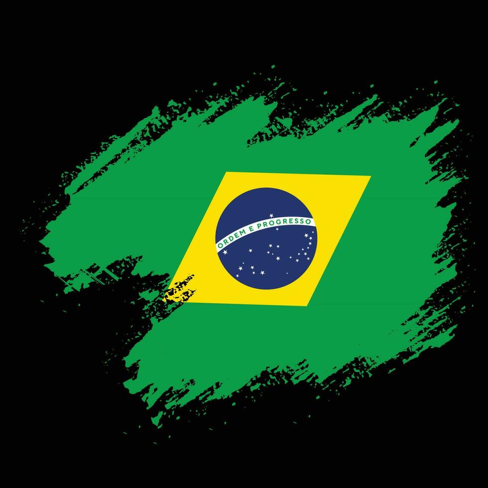 vecteur de drapeau du brésil peint à la main
