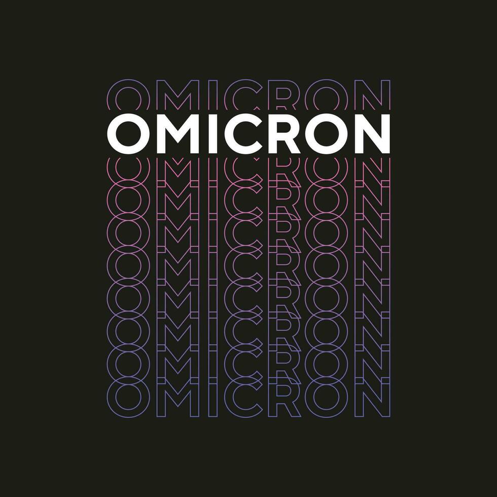 omicron nouvelle conception de t-shirt de typographie à effet de texte dégradé pour impression vecteur