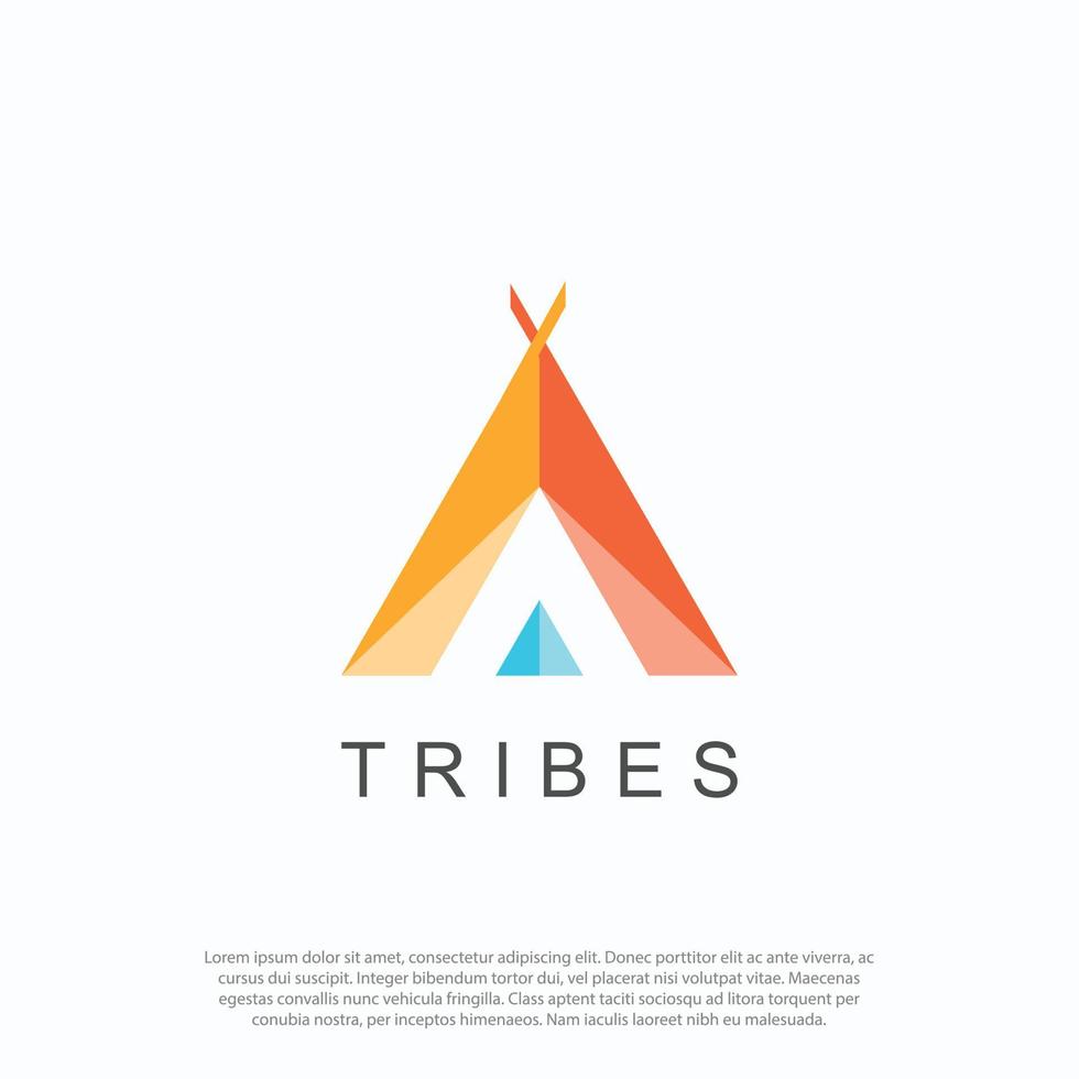 wigwam, tipi, tribus, maison tribale, la tente traditionnelle amérindienne, vecteur de conception de logo de forme aborigène