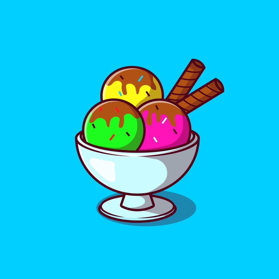 illustration de tasse de crème glacée. crème glacée colorée avec vecteur d'illustration de tasse