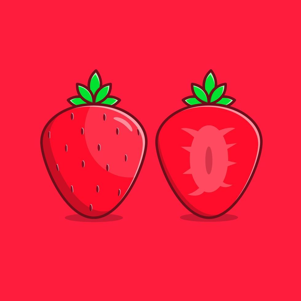 vecteur d'illustration de fraise. tranche d'illustration de fraise. fraise dans la conception de style dessin animé