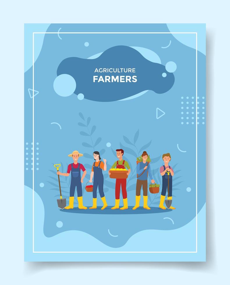 concept de personnage d'agriculteur pour le modèle de bannières, dépliant, livres et couverture de magazine vecteur