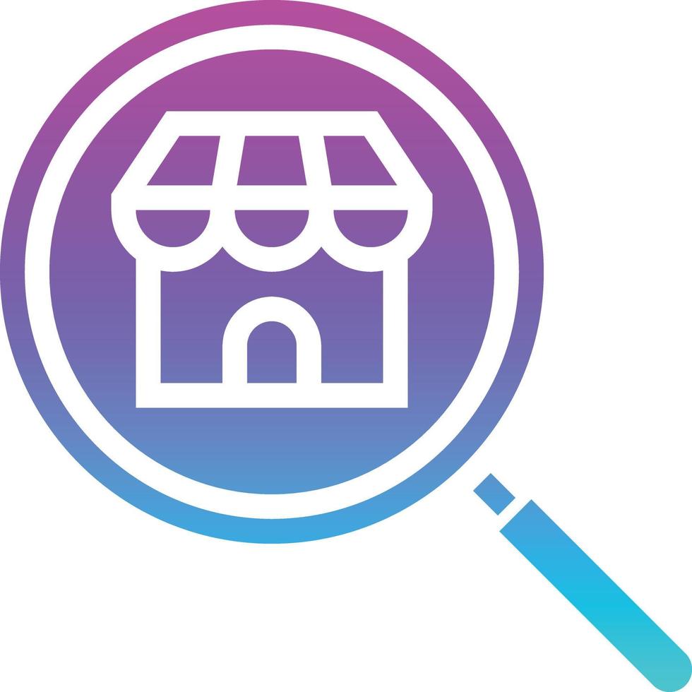 recherche boutique loupe maison ecommerce - icône solide dégradé vecteur