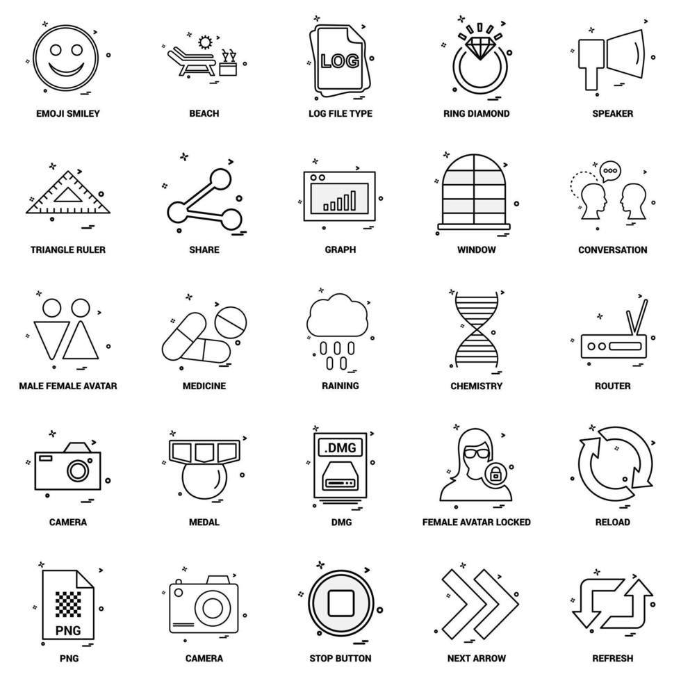 25 jeu d'icônes de ligne de mélange de concept d'entreprise vecteur