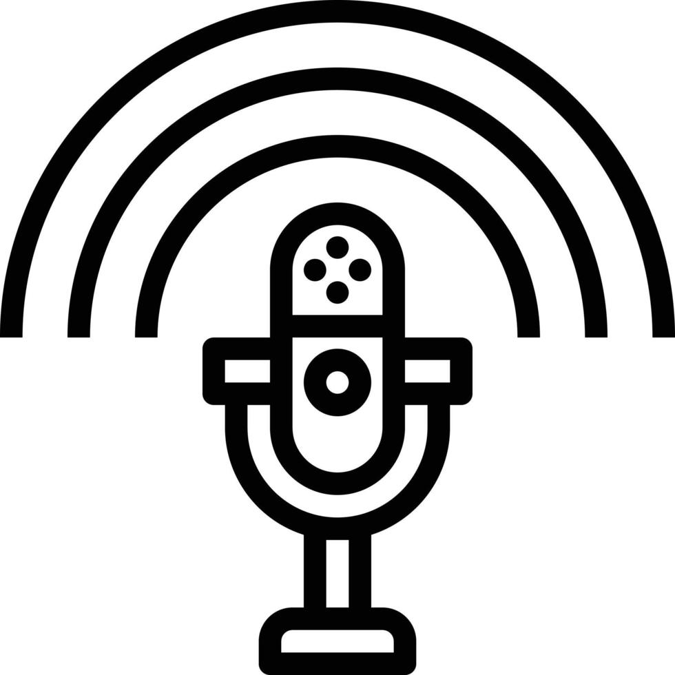 podcast microphone nouvelles discours multimédia - icône de contour vecteur