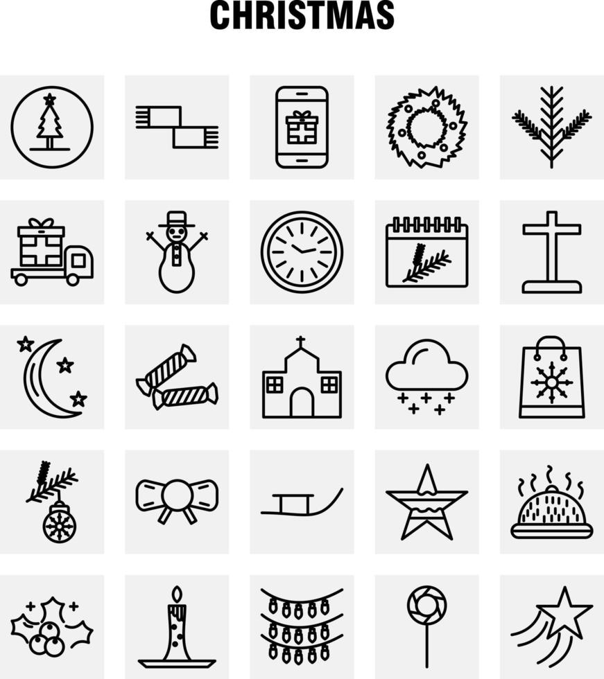 les icônes de ligne de noël sont définies pour l'infographie le kit uxui mobile et la conception d'impression incluent le calendrier de boîte de cadeau de voyage de camion noël la collection de noël le logo et le pictogramme d'infographie moderne vecteur