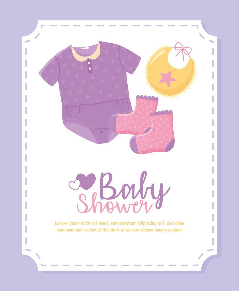 modèle de carte d'invitation de douche de bébé mignon vecteur