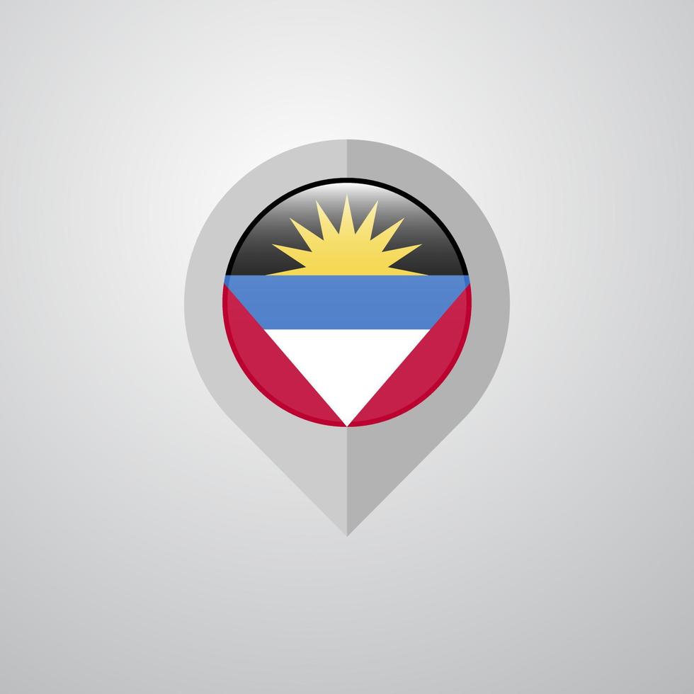 pointeur de navigation de carte avec vecteur de conception de drapeau antigua-et-barbuda