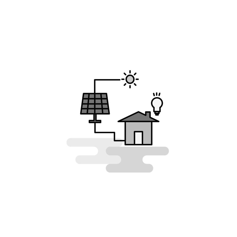 panneau solaire icône web ligne plate remplie icône grise vecteur