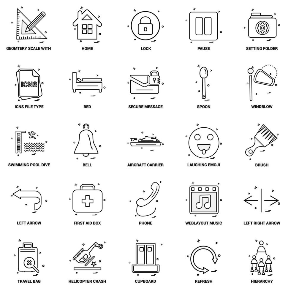 25 jeu d'icônes de ligne de mélange de concept d'entreprise vecteur