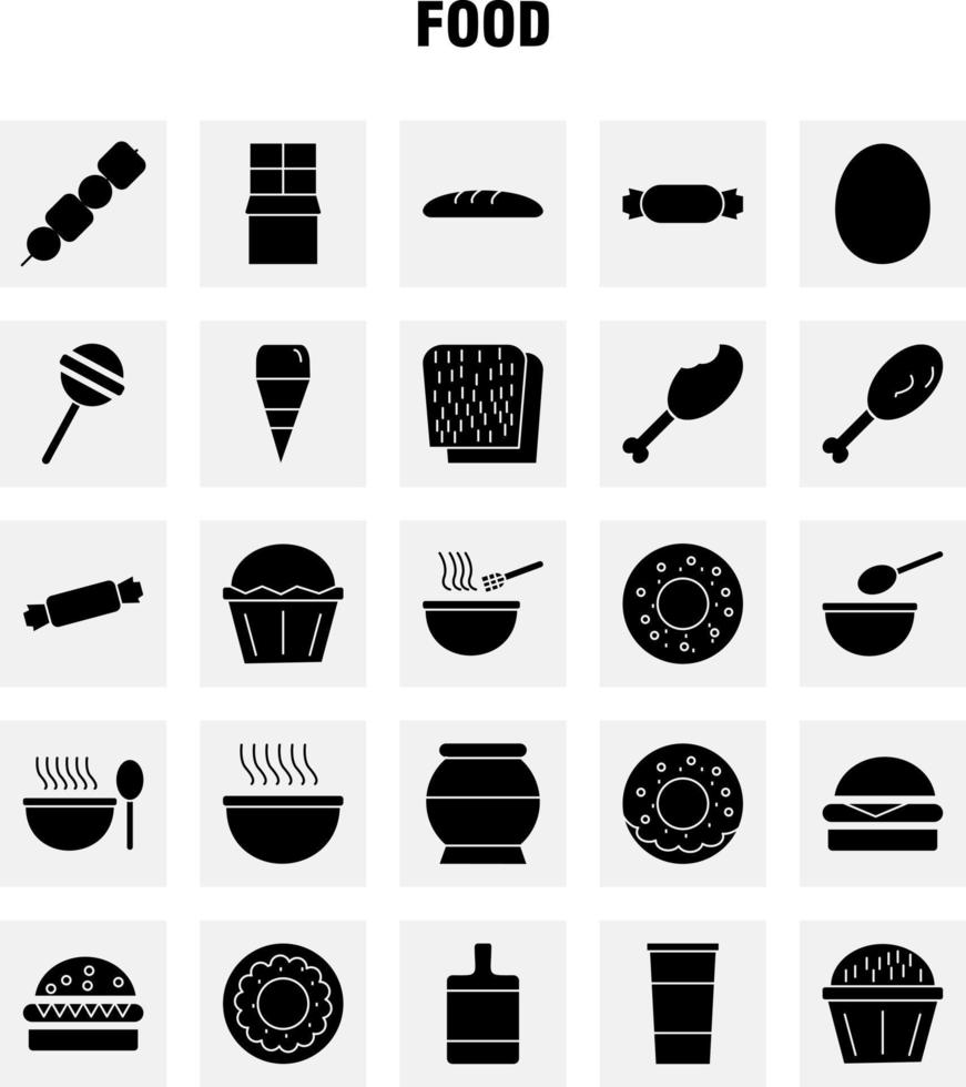 icônes de glyphe solide de nourriture définies pour l'infographie le kit uxui mobile et la conception d'impression comprennent un barbecue viande repas four cuisson nourriture repas collection infographie moderne logo et pictogramme vecteur