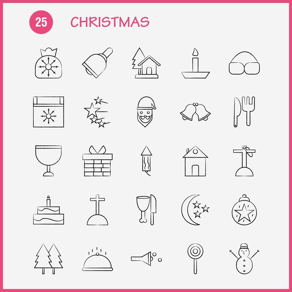 icônes de noël dessinées à la main pour l'infographie le kit uxui mobile et la conception d'impression incluent le calendrier de boîte de boîte de cadeau de voyage de camion collection de noël logo et pictogramme d'infographie moderne vecteur