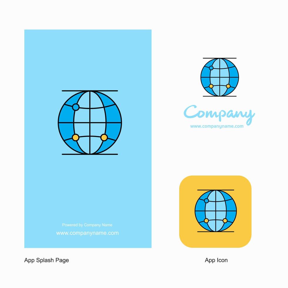 icône de l'application du logo de la société globe et conception de la page de démarrage éléments de conception de l'application commerciale créative vecteur