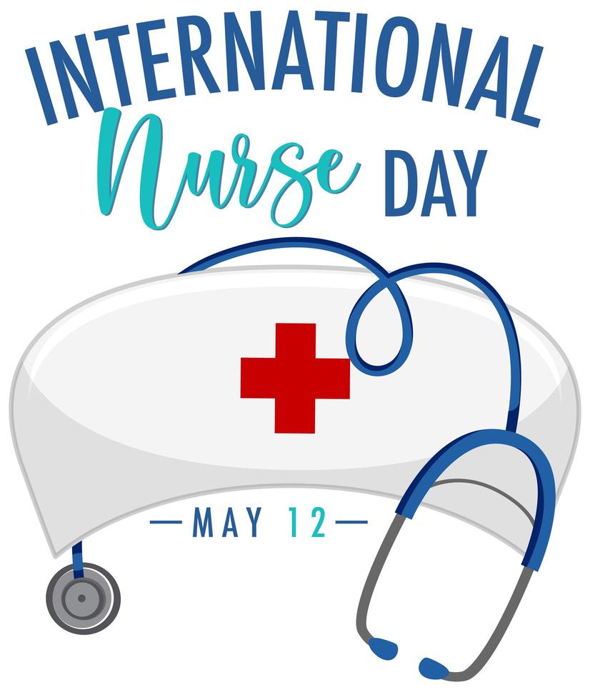 bannière de la journée internationale des infirmières avec bonnet vecteur