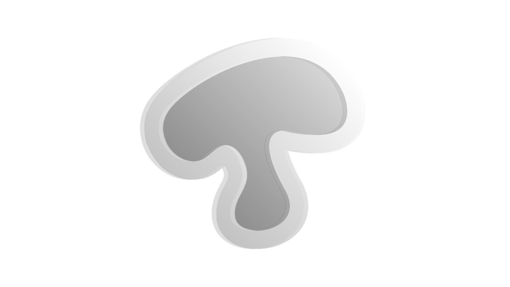 champignons sur fond blanc, illustration vectorielle. un morceau de champignon dans une coupe. champignons à chapeau blanc-gris. champignons avec un contour volumétrique. blanc pour pizza vecteur