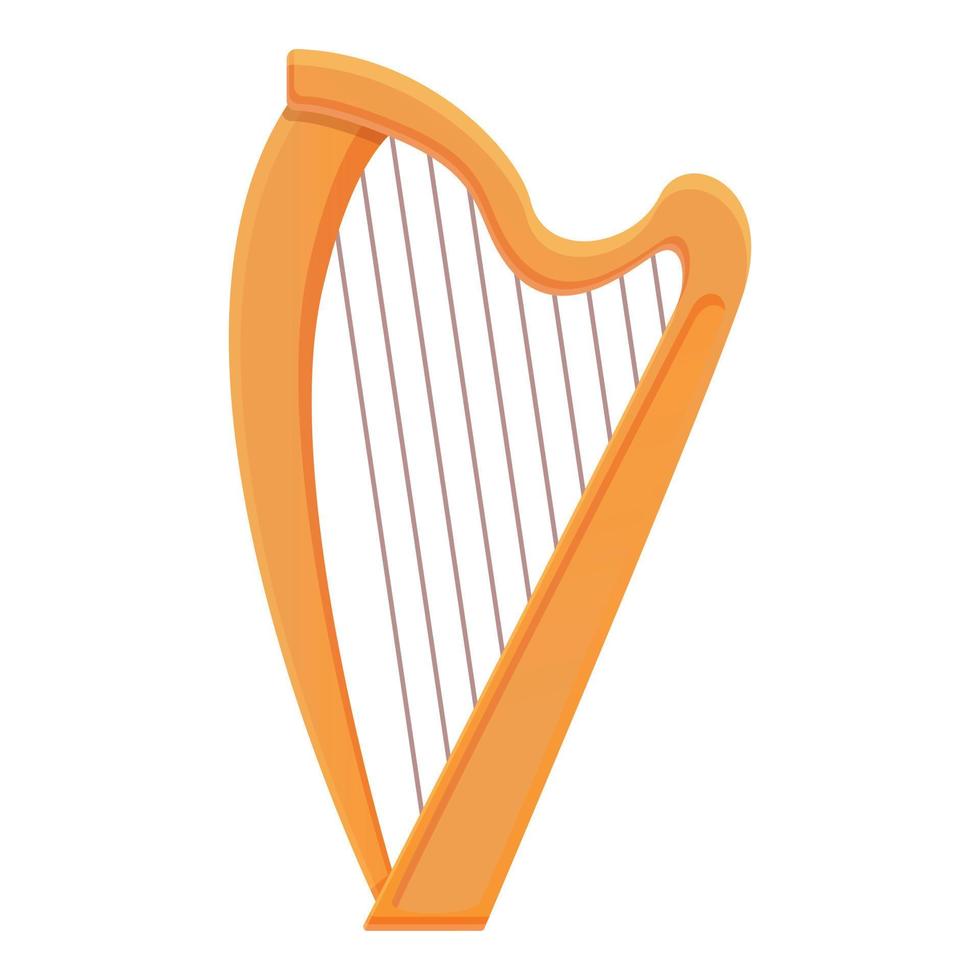 icône de harpe en bois, style cartoon vecteur
