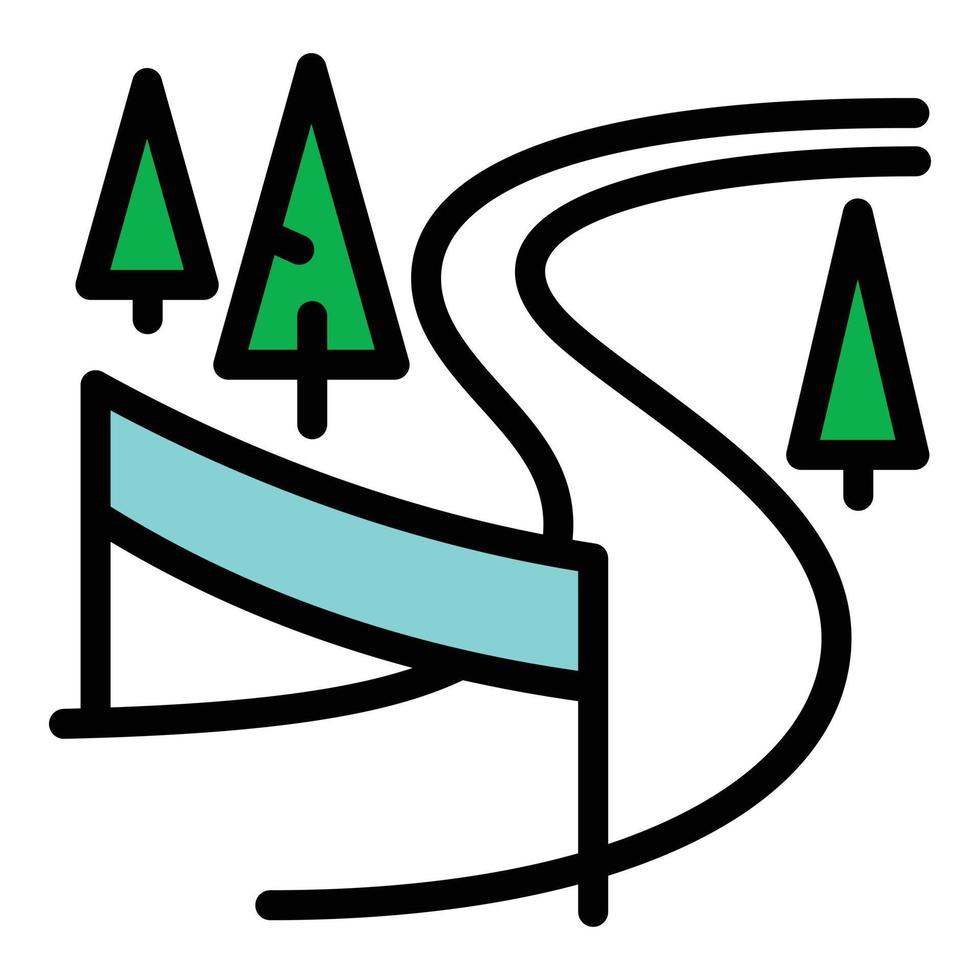 icône de station de ski, style de contour vecteur
