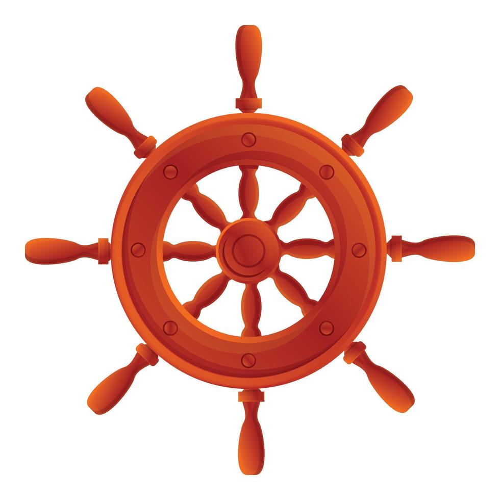 icône de roue de bateau de voyage, style cartoon vecteur