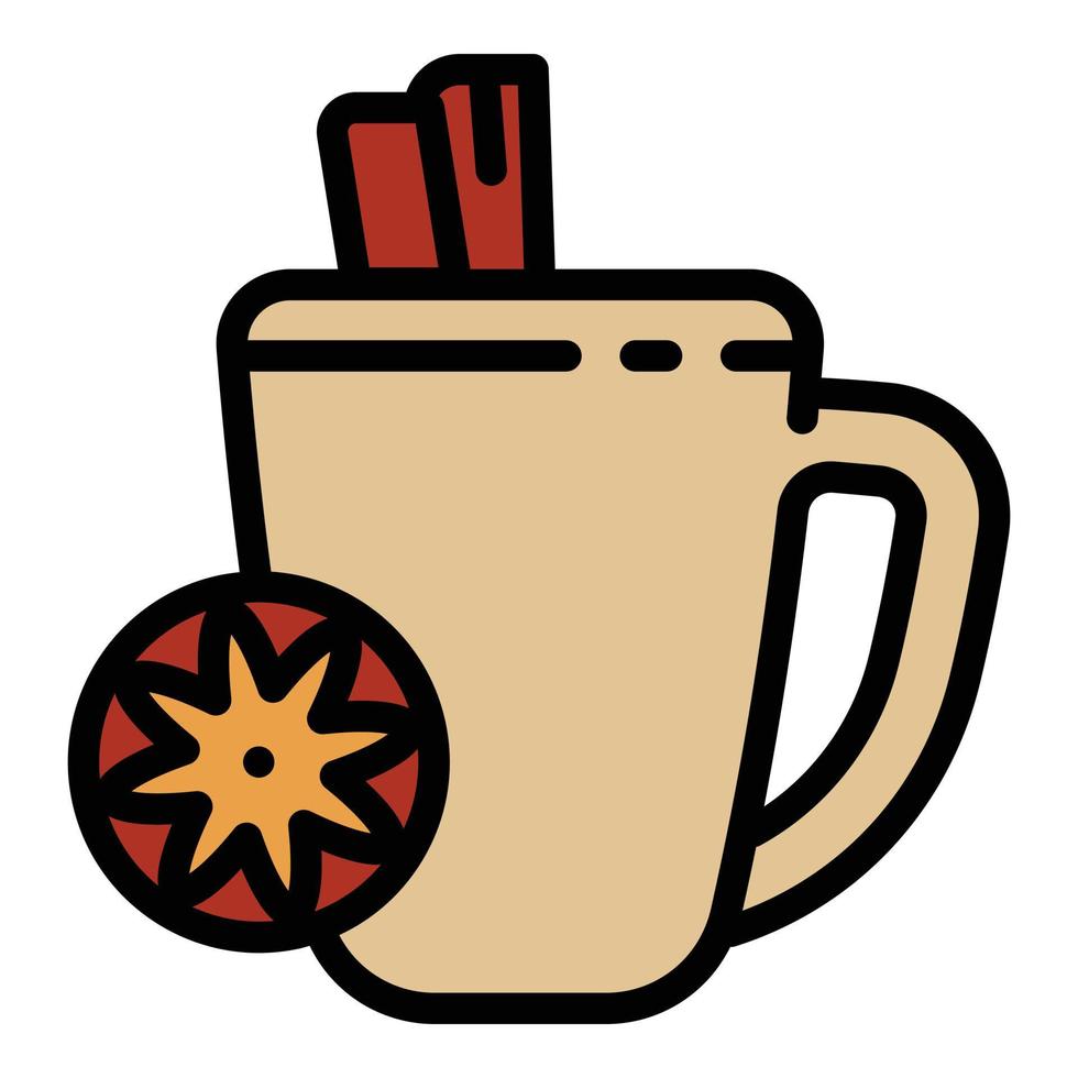 icône de tasse de vin chaud, style de contour vecteur