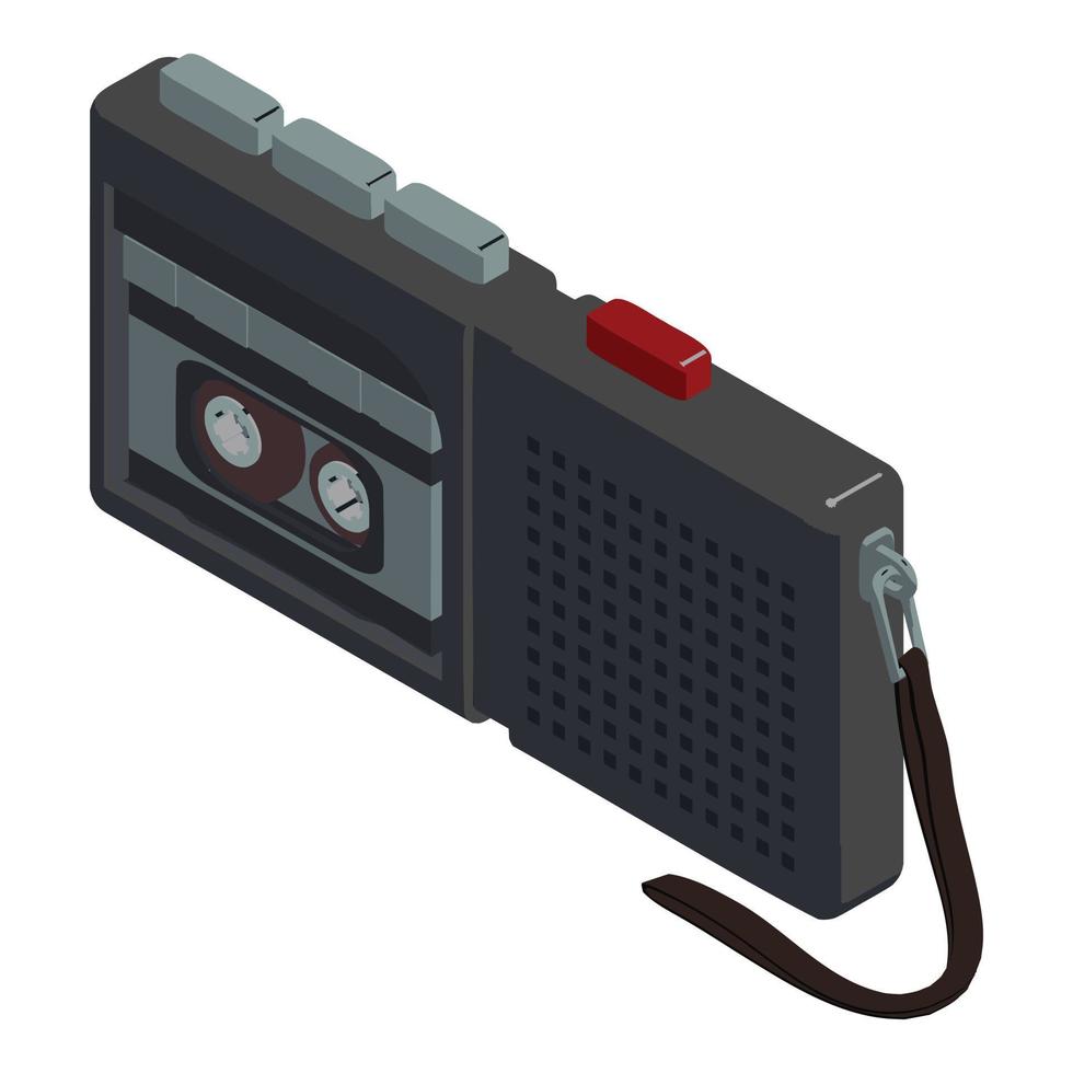 icône de dictaphone de cassette, style isométrique vecteur