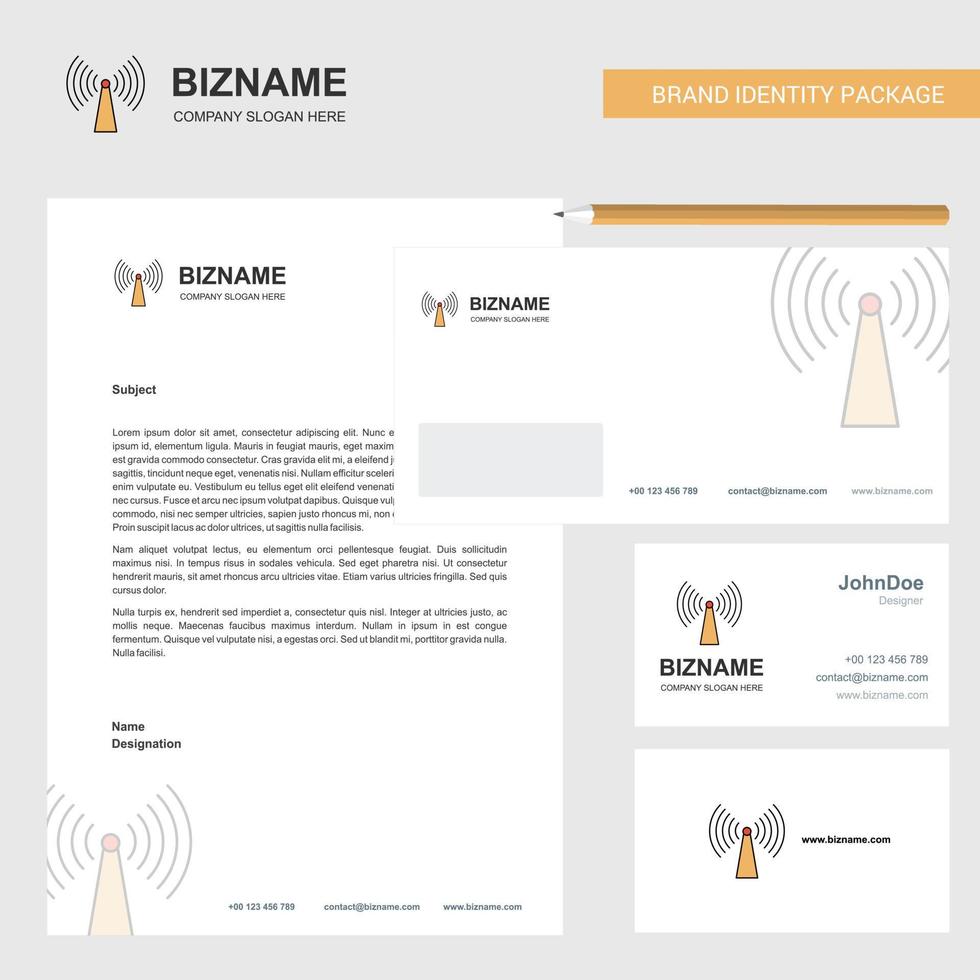 enveloppe à en-tête d'entreprise wifi et modèle de vecteur de conception de carte de visite