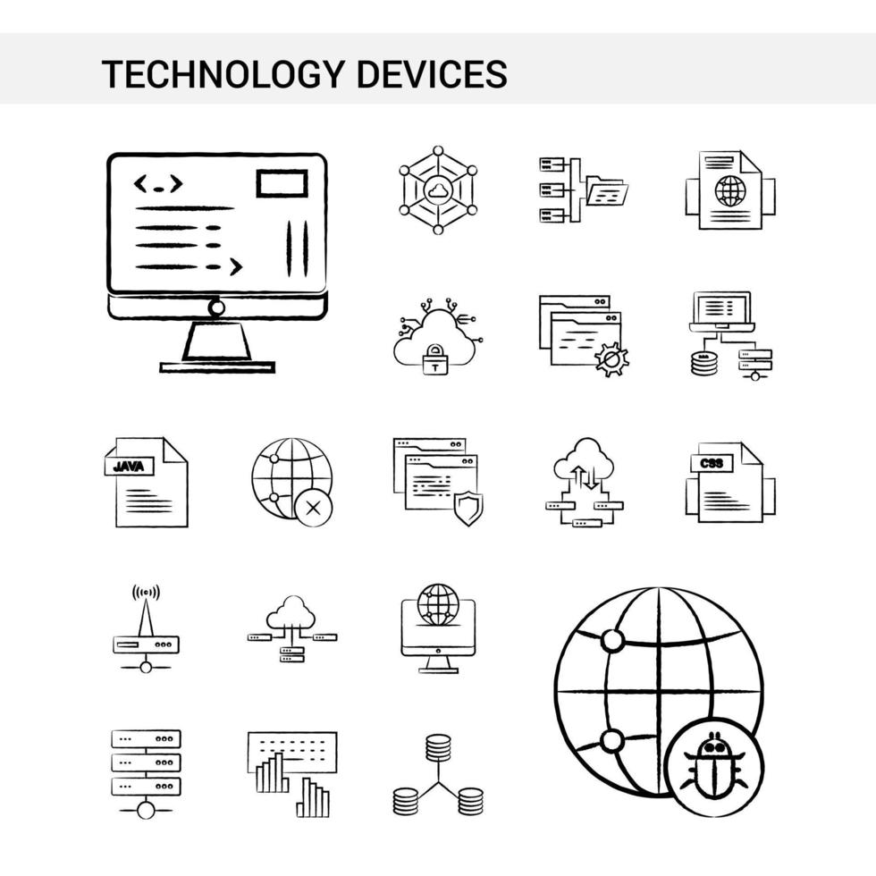 dispositif de technologie style de jeu d'icônes dessiné à la main isolé sur fond blanc vecteur