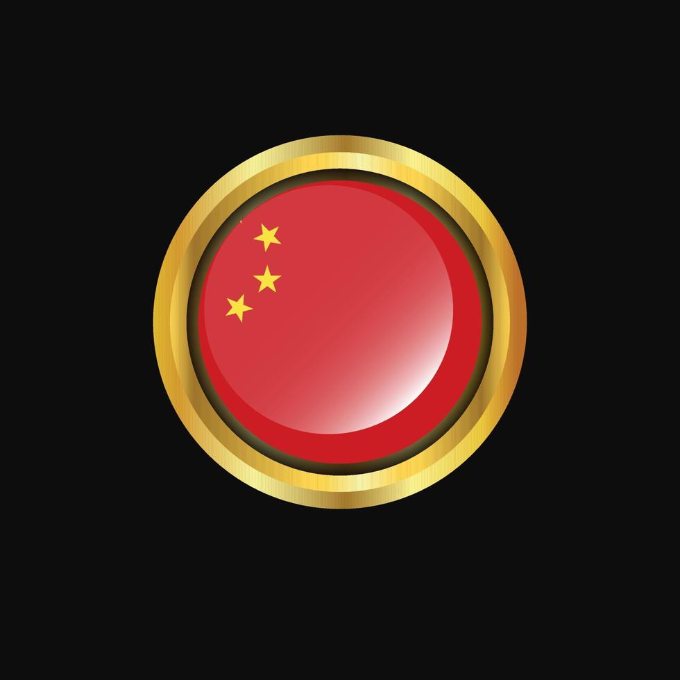 drapeau de la chine bouton doré vecteur