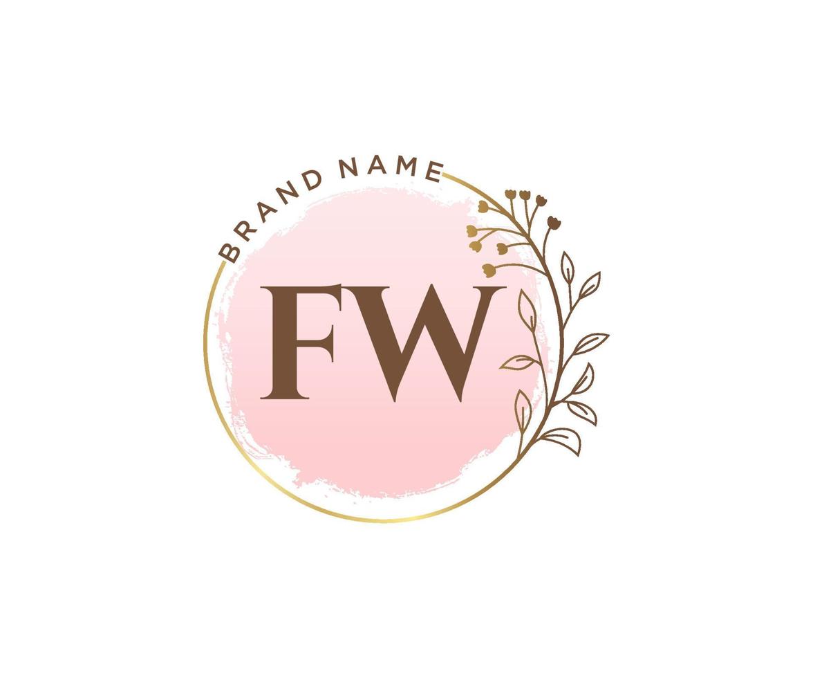 logo féminin initial fw. utilisable pour les logos nature, salon, spa, cosmétique et beauté. élément de modèle de conception de logo vectoriel plat.