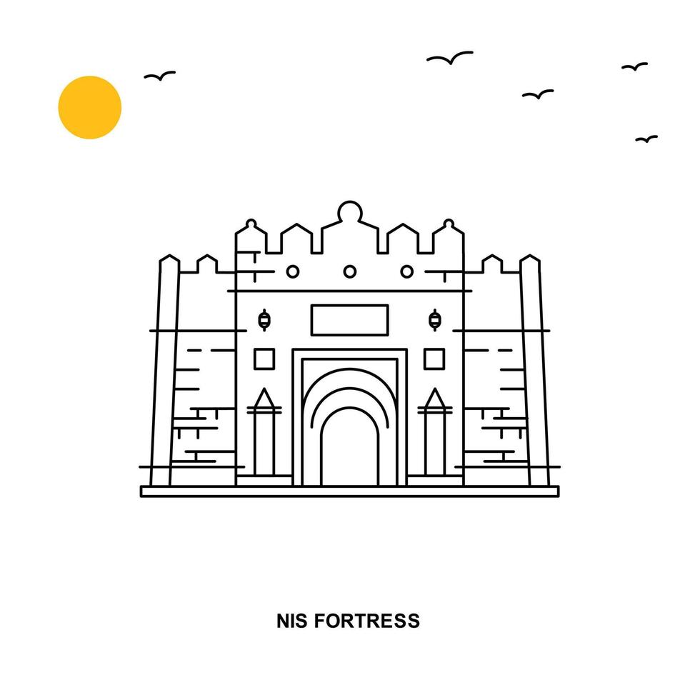 nis forteresse monument monde voyage illustration naturelle fond dans le style de ligne vecteur