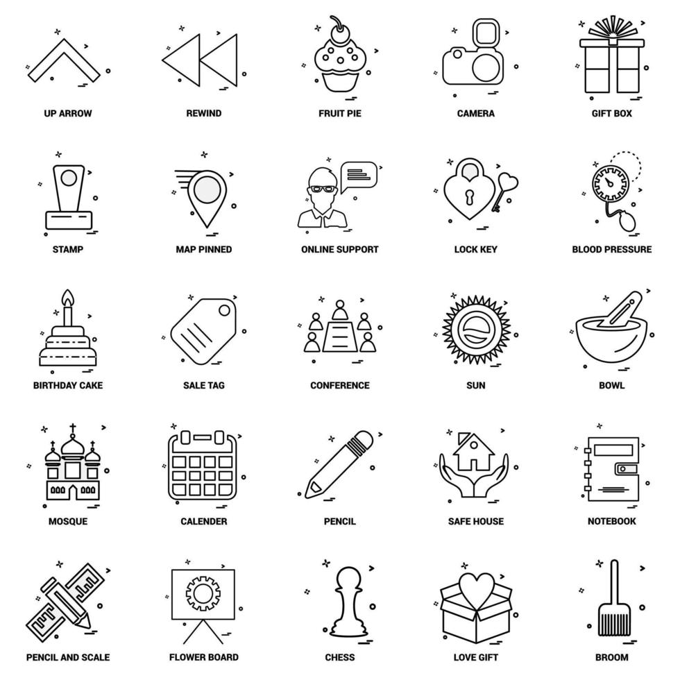 25 jeu d'icônes de ligne de mélange de concept d'entreprise vecteur