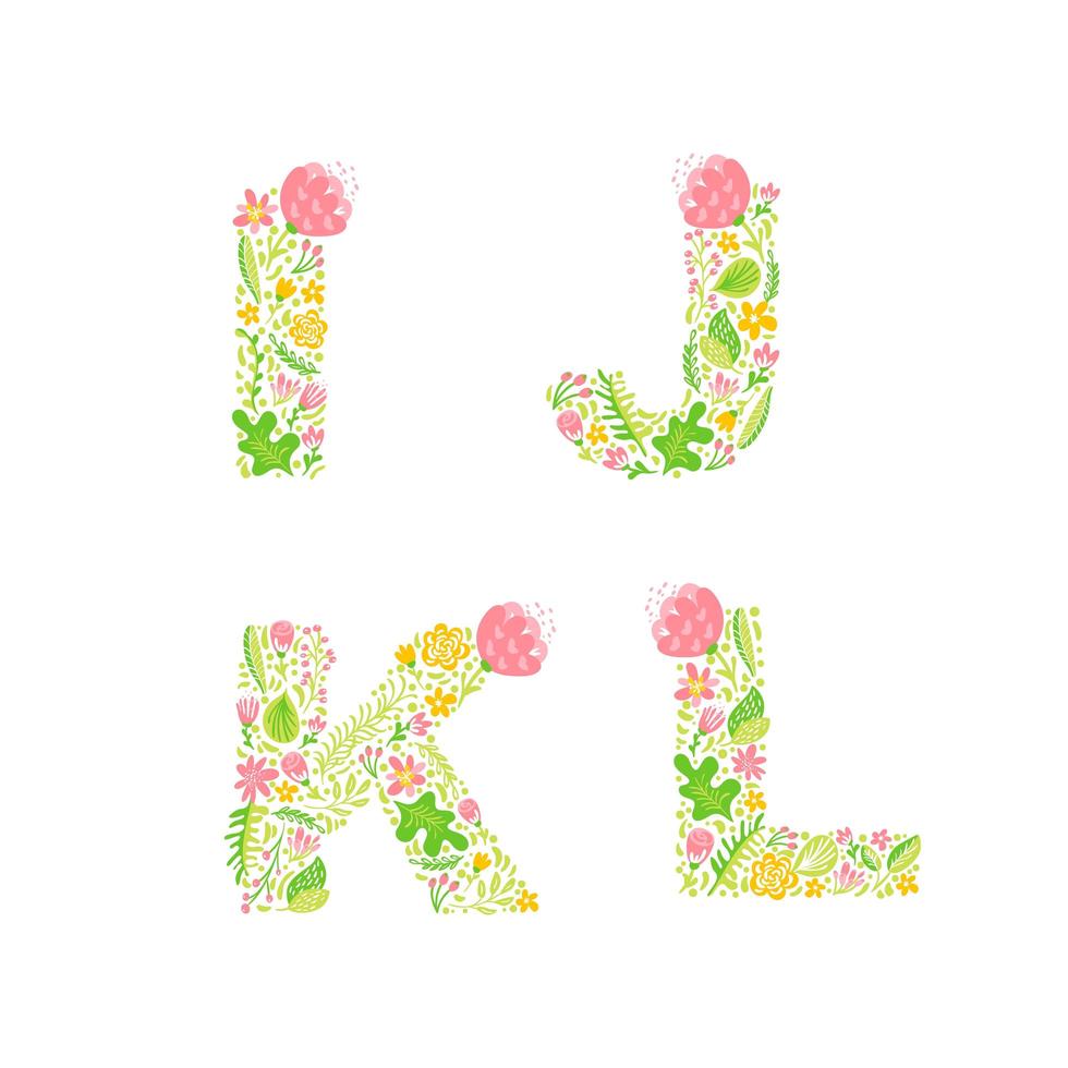 monogrammes de lettres majuscules florales dessinées à la main vecteur