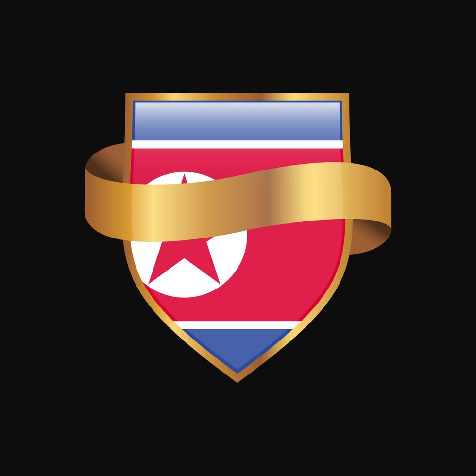 vecteur de conception de badge doré drapeau corée du nord