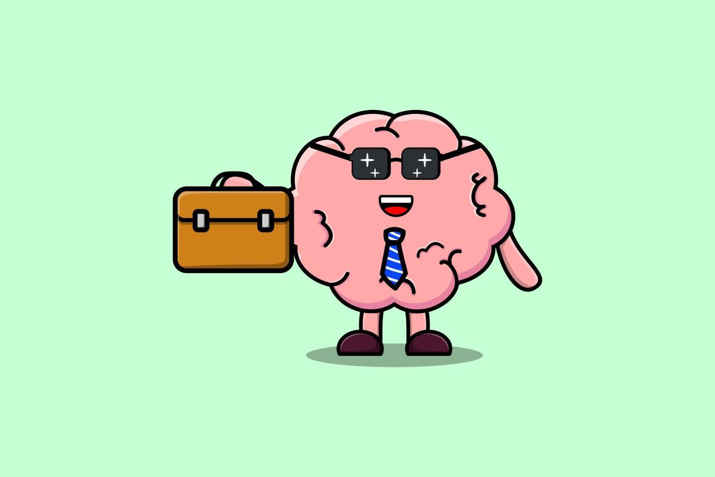 mignon, dessin animé, cerveau, homme affaires, caractère vecteur