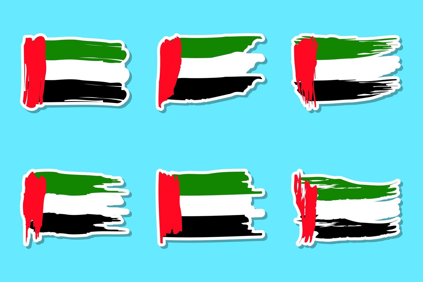 ensemble d'autocollants de drapeau de la fête nationale des émirats arabes unis vecteur