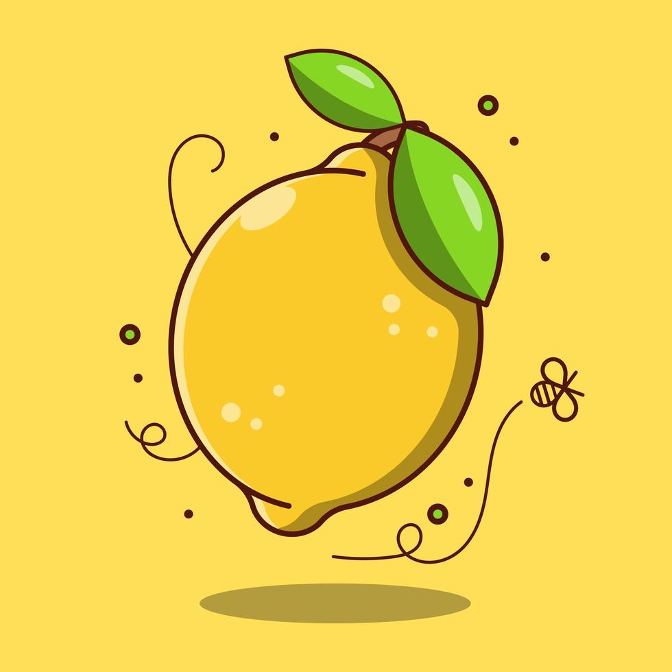 fruit de citron frais de dessin animé mignon vecteur