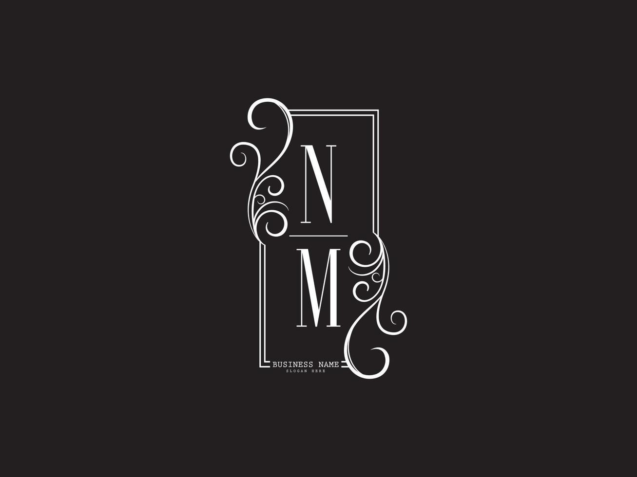 beau logo de luxe nm, nouveau logo nm mn lettre blanche noire vecteur