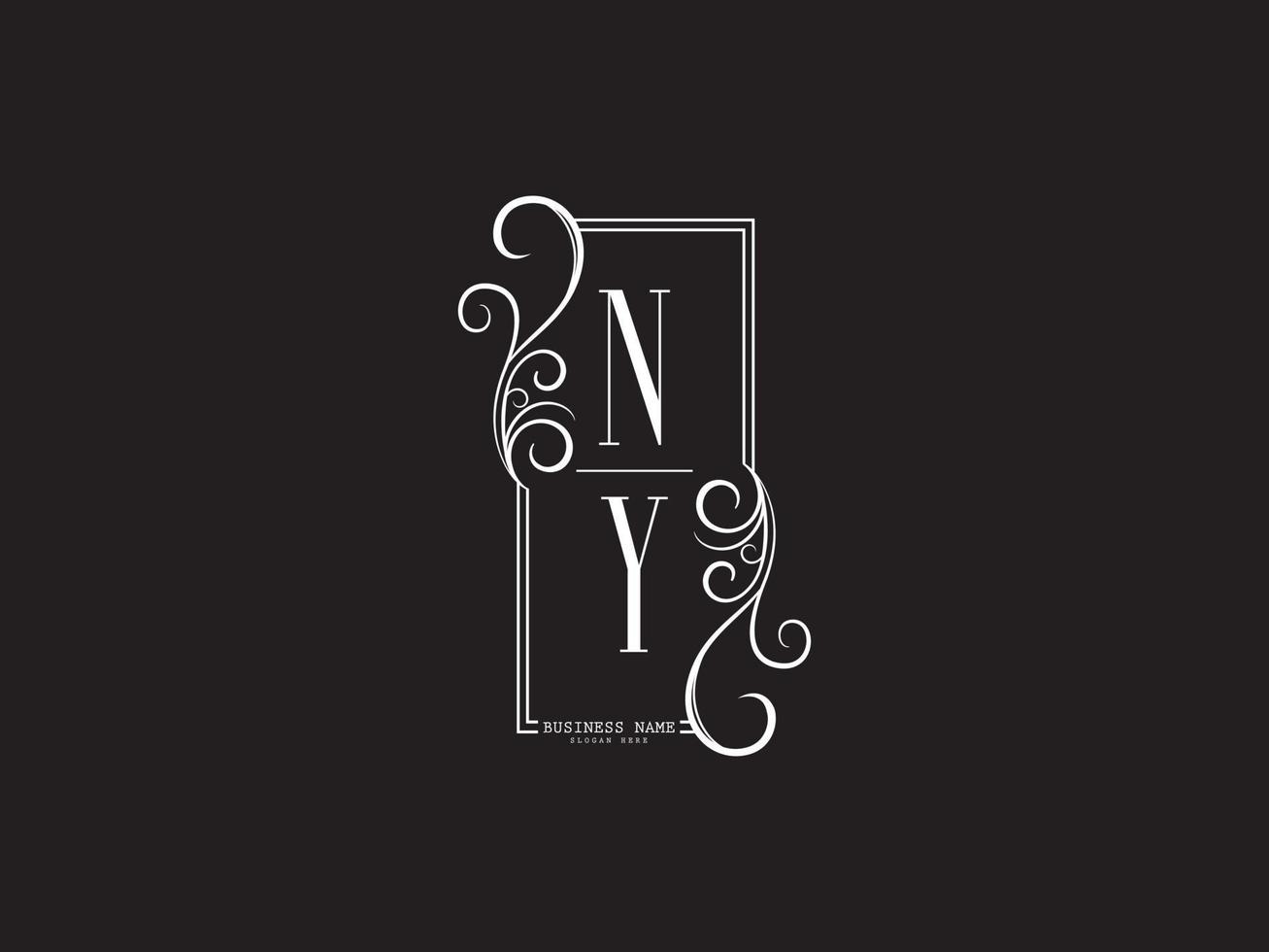 beau logo de luxe ny, nouveau logo ny yn lettre noire et blanche vecteur