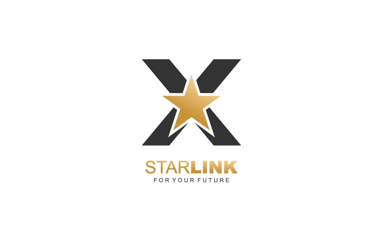 x logo étoile pour la société de marque. illustration vectorielle de modèle de lettre pour votre marque. vecteur