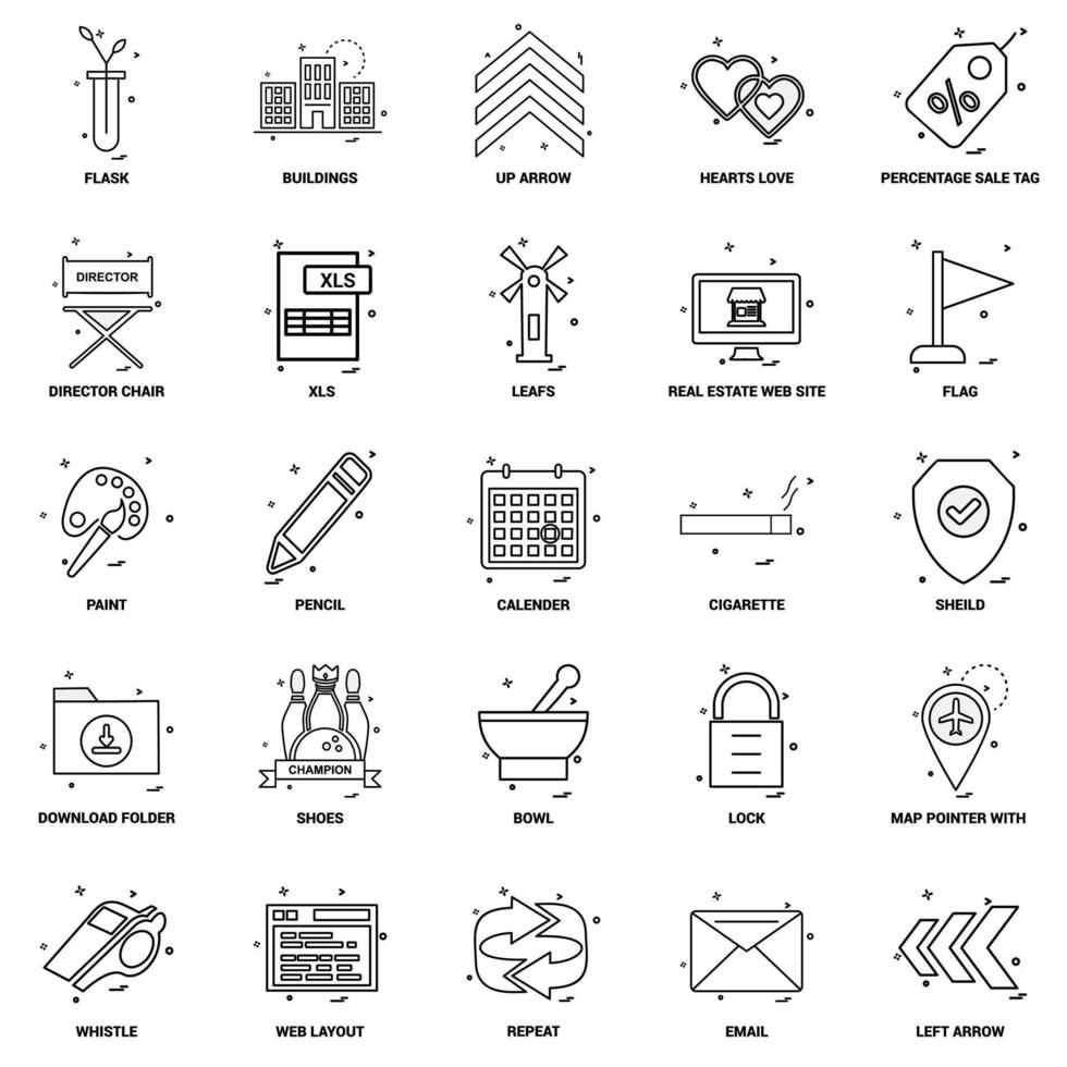 25 jeu d'icônes de ligne de mélange de concept d'entreprise vecteur