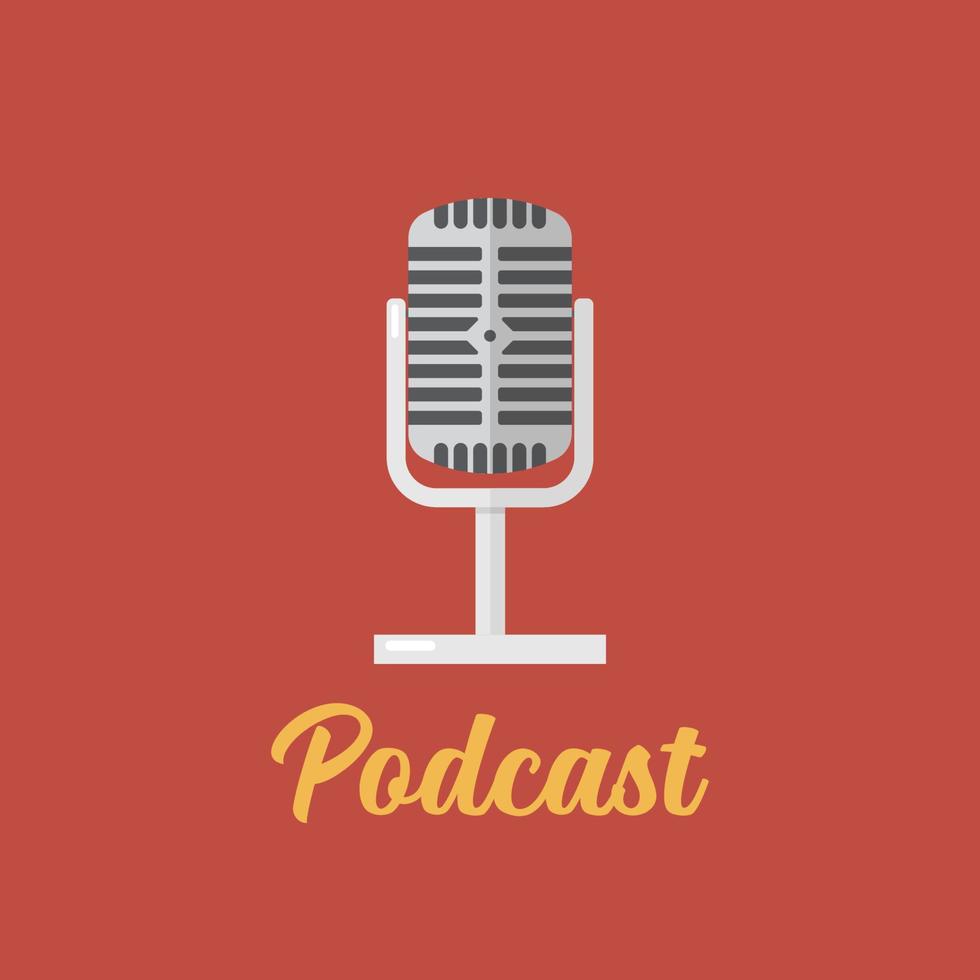 création de logo podcast icône plate microphone vecteur