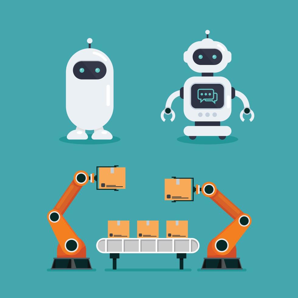 robot chatbot et robot d'automatisation lourde vecteur