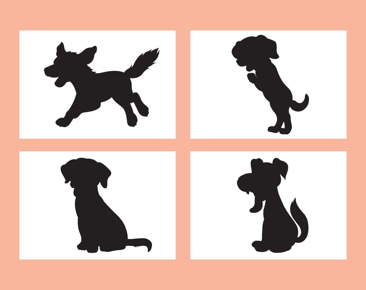 ensemble de vecteur de silhouette de chien isolé sur fond blanc livre de coloriage animal pour enfants dessin animé vecteur illustration de chien